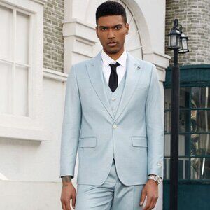 "Mens Stacy Adams Suit - Stacy Adams Suit Men's Summer Suit - Sky Blue Vested Pe